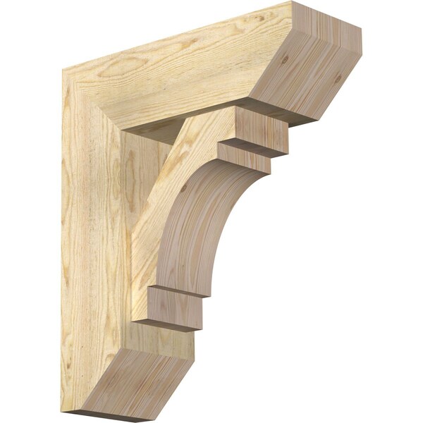 Ekena Millwork Merced Slat Rough Sawn Bracket w/ Offset Brace, Douglas Fir, 8"W x 22"D x 26"H BKT0806X22X26MRC06RDF - main